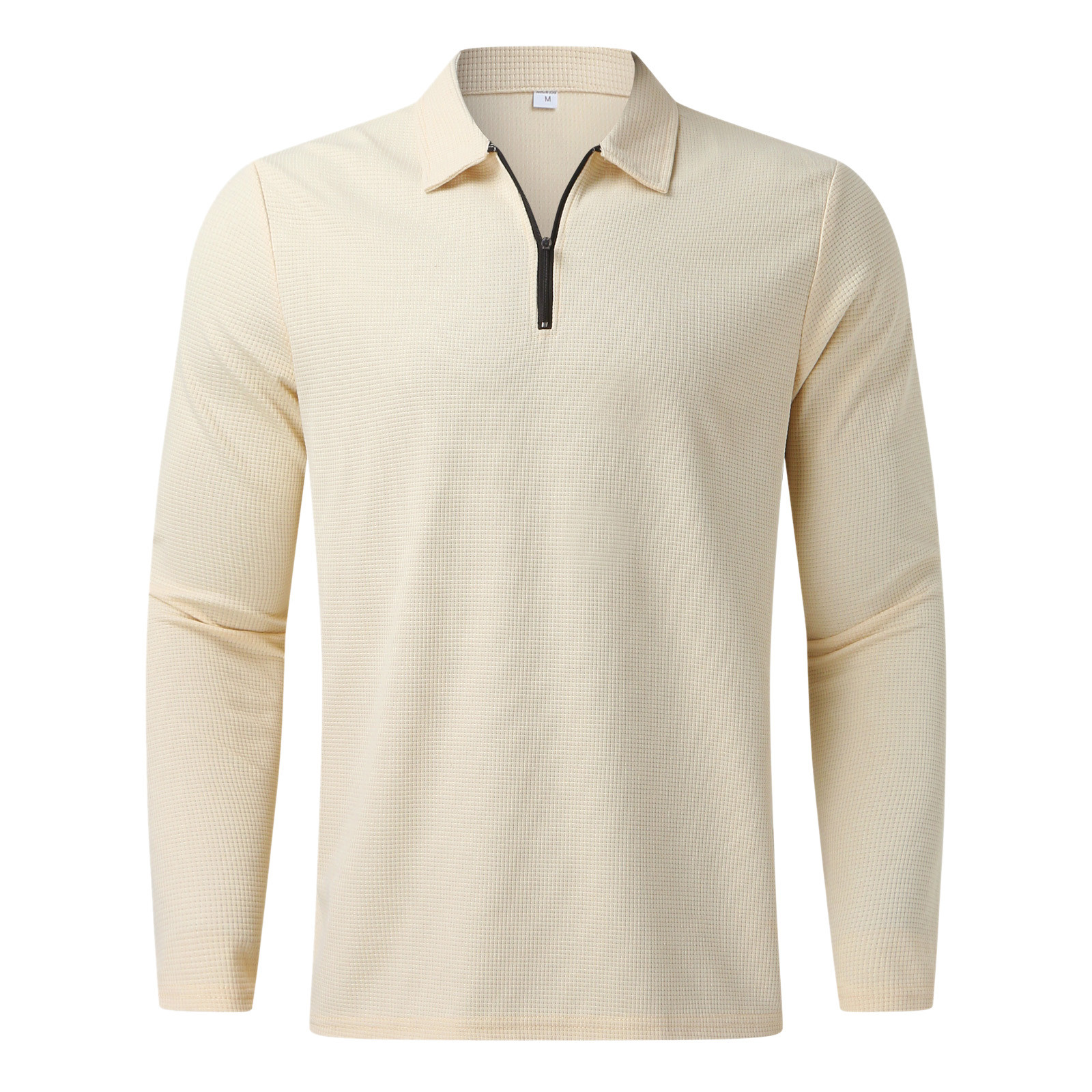 thumbnail image 4 of Camisa informal de manga larga para hombre: cuello vuelto, detalle de cremallera, color liso, poliéster, oficina/ocio, tallas 10-20 (EE. UU.), 4 of 7